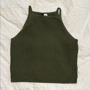 H&M Olive Green Ribbed Tank Top
